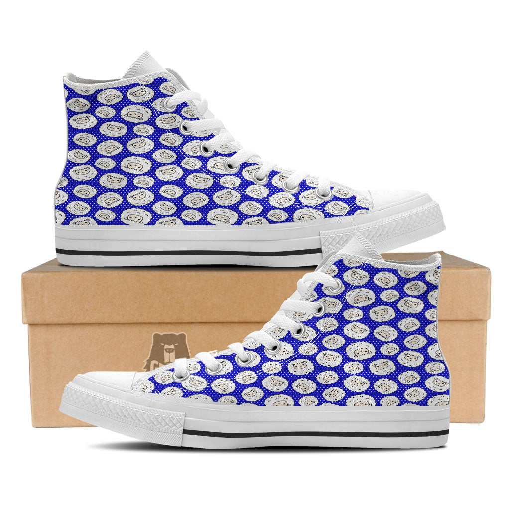 Sheep Cartoon Print Pattern White High Top Shoes-grizzshop