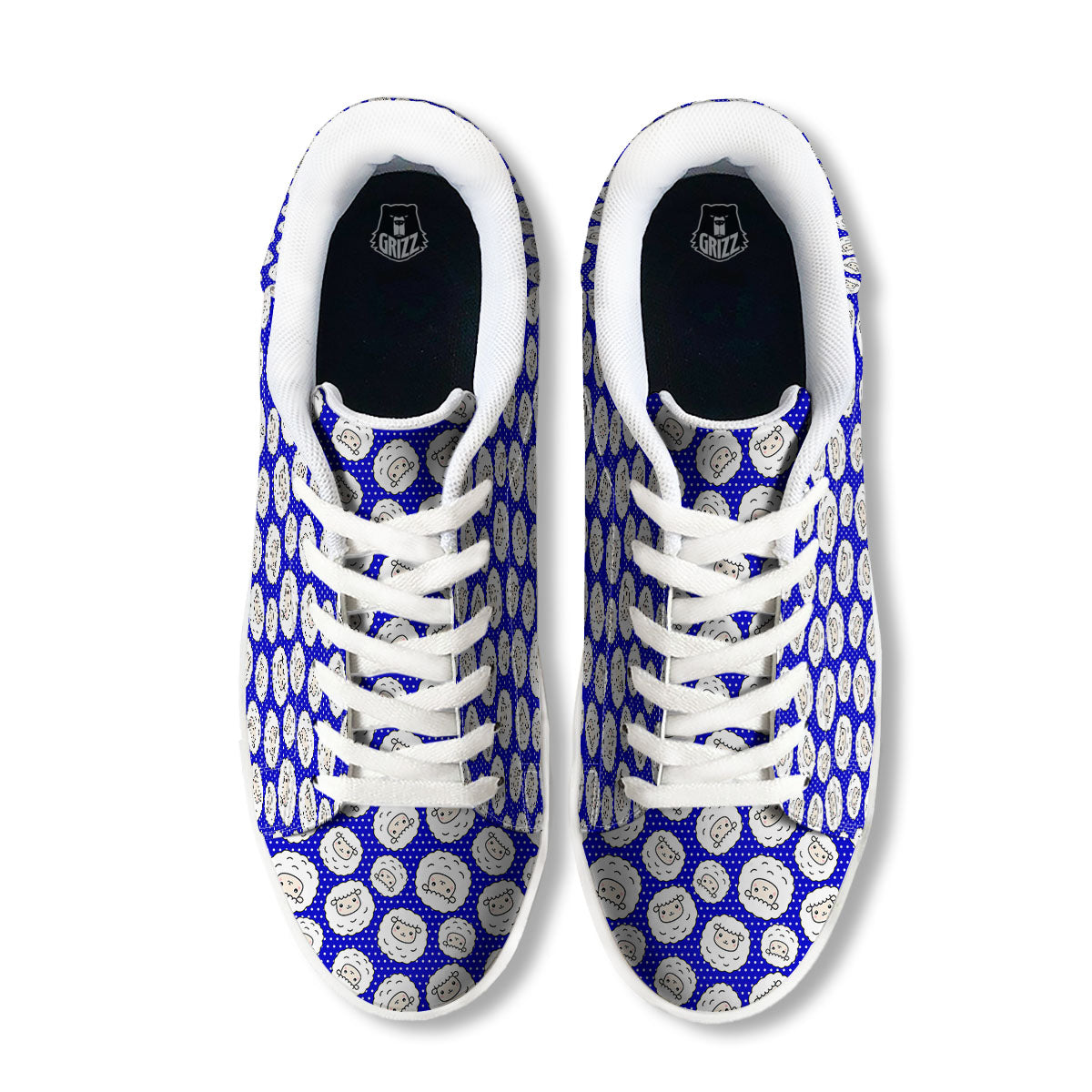 Sheep Cartoon Print Pattern White Low Top Sneakers-grizzshop