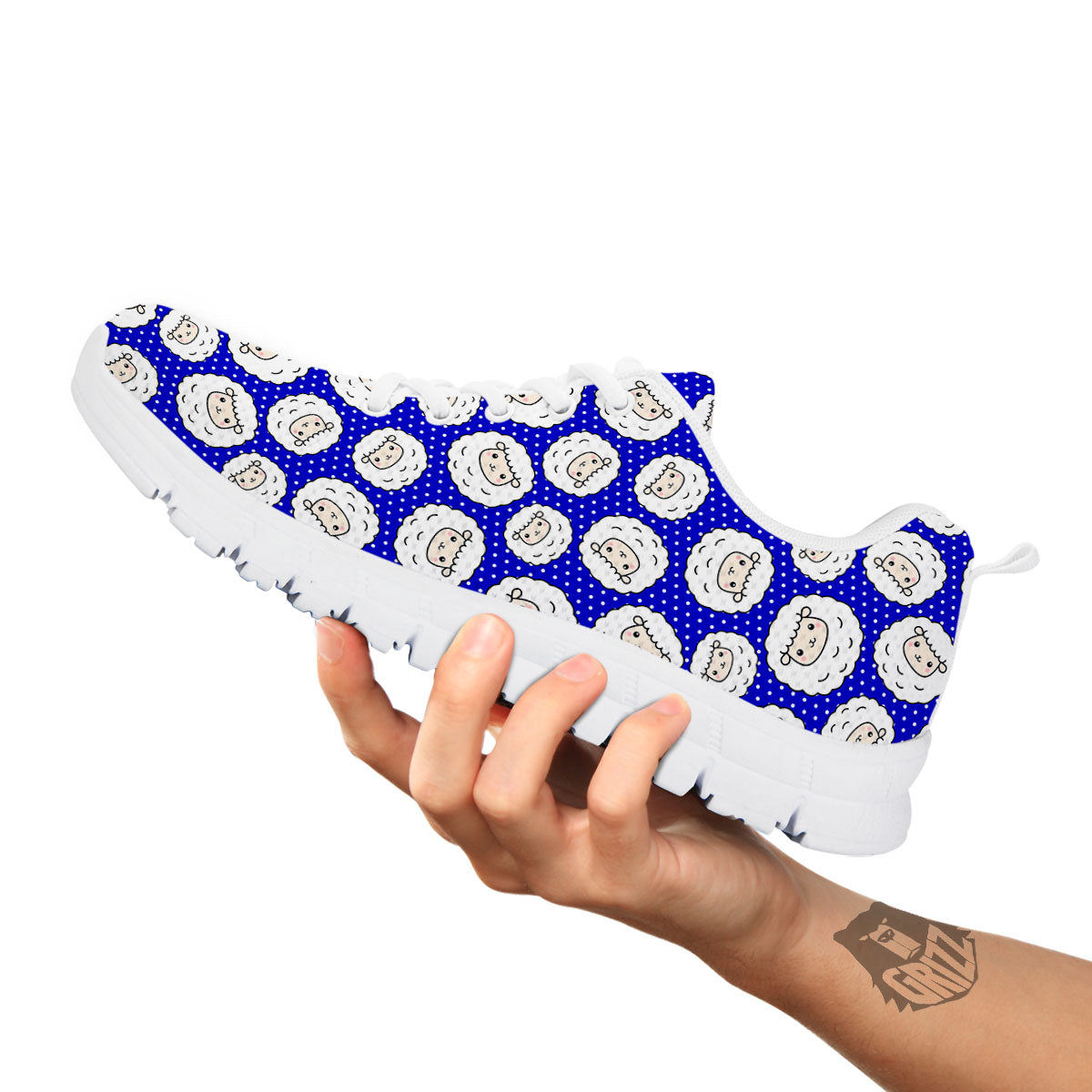 Sheep Cartoon Print Pattern White Sneaker-grizzshop