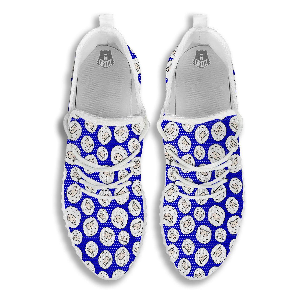 Sheep Cartoon Print Pattern White Walking Shoes-grizzshop