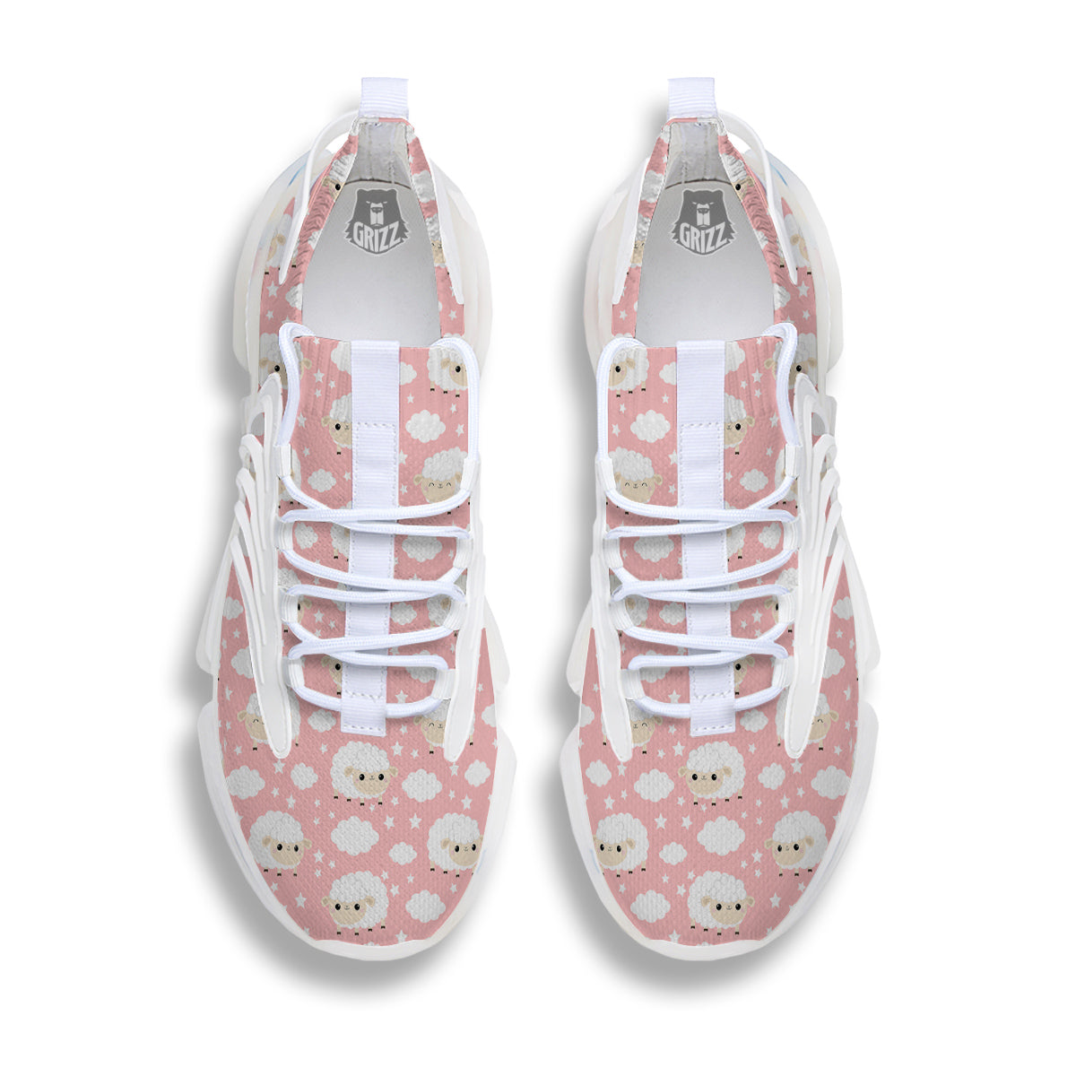 Sheep Cute Print Pattern White Gym Shoes-grizzshop