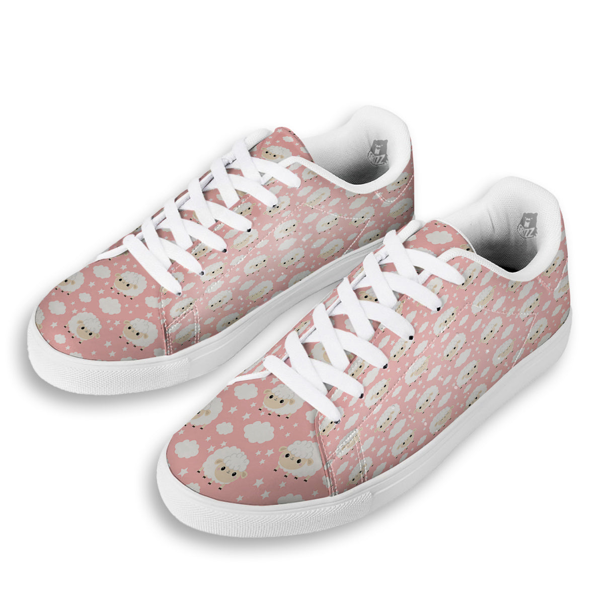 Sheep Cute Print Pattern White Low Top Sneakers-grizzshop