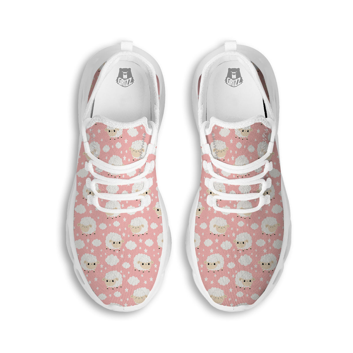 Sheep Cute Print Pattern White Running Shoes-grizzshop