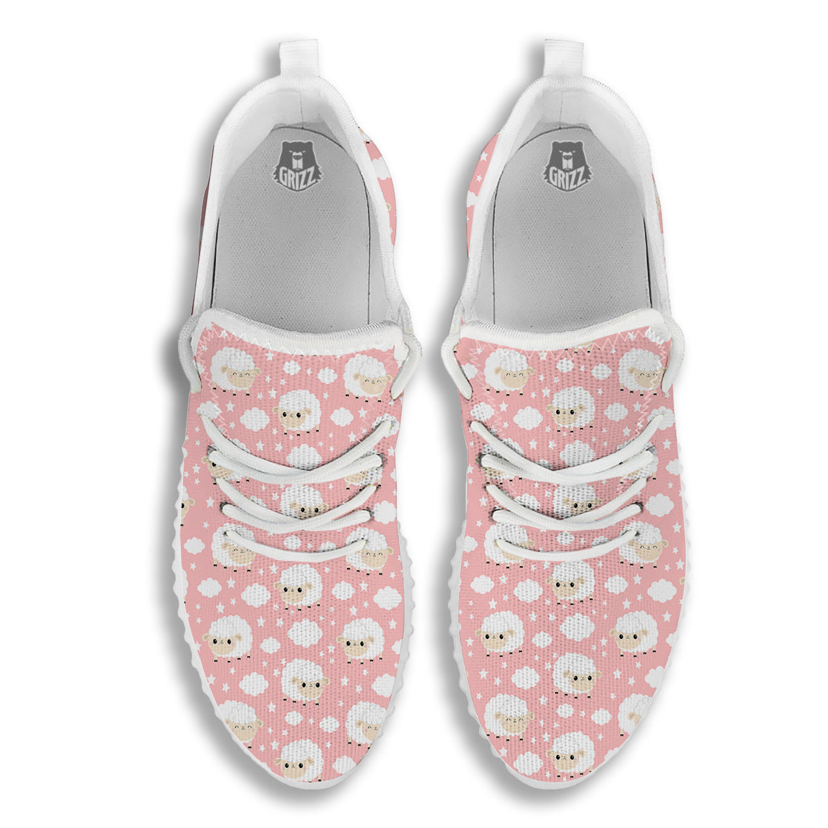 Sheep Cute Print Pattern White Walking Shoes-grizzshop