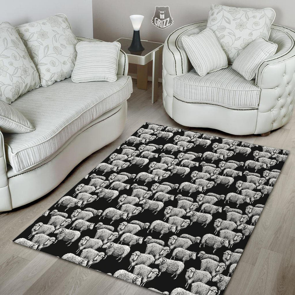 Sheep Doodle Print Pattern Floor Mat-grizzshop