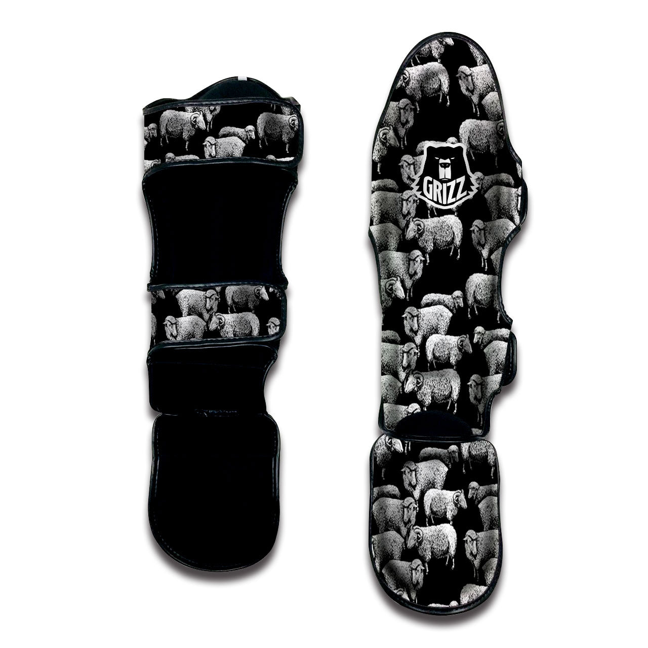 Sheep Doodle Print Pattern Muay Thai Shin Guards-grizzshop