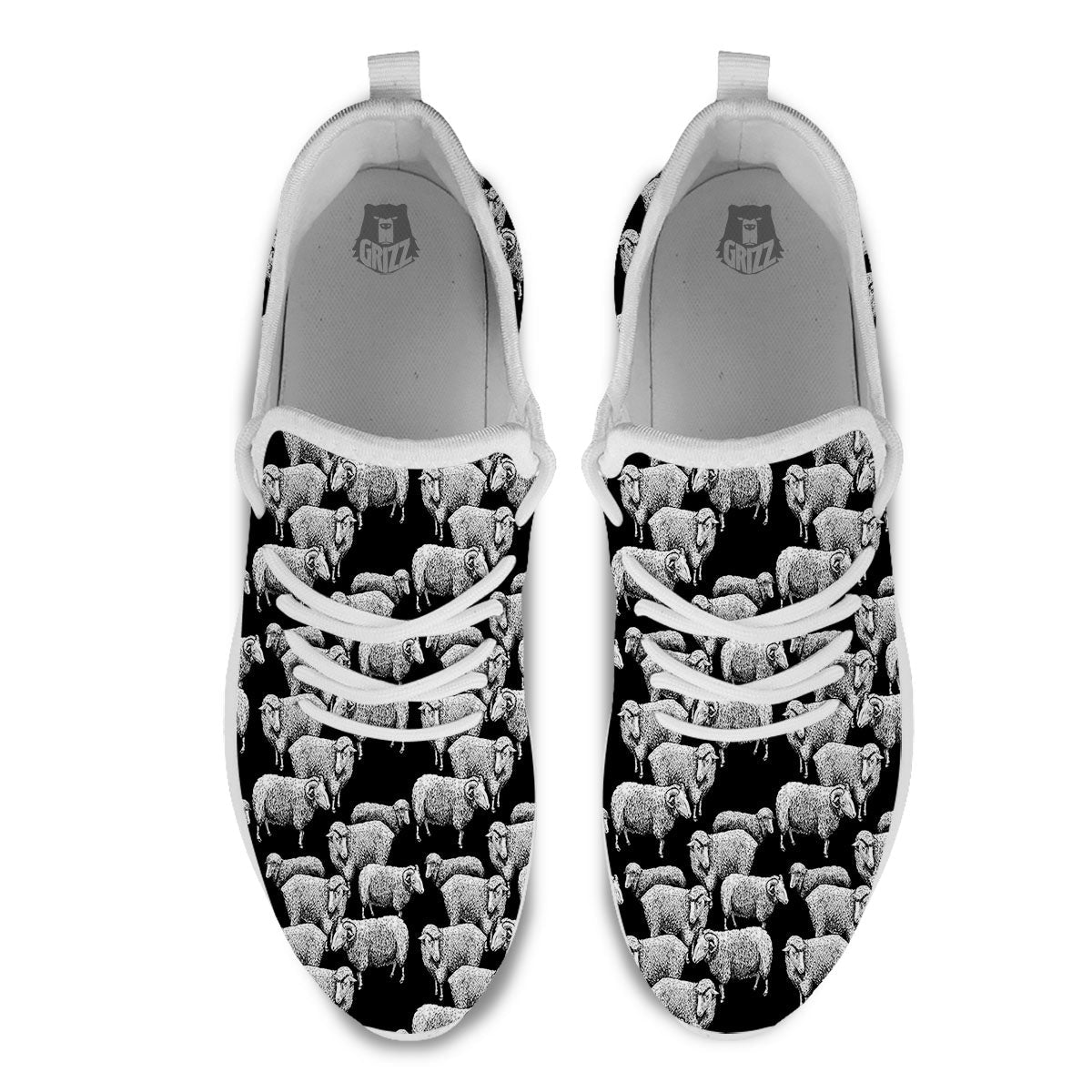 Sheep Doodle Print Pattern White Athletic Shoes-grizzshop