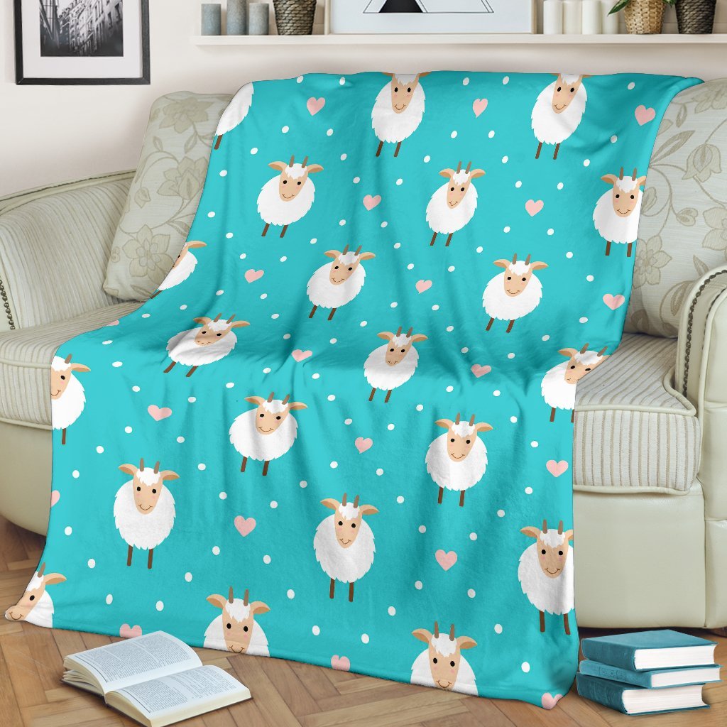 Sheep Goat Pattern Print Blanket-grizzshop