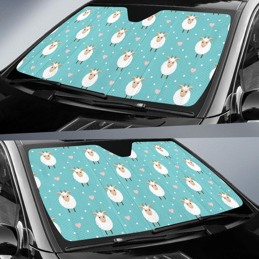 Sheep Goat Pattern Print Car Sun Shade-grizzshop