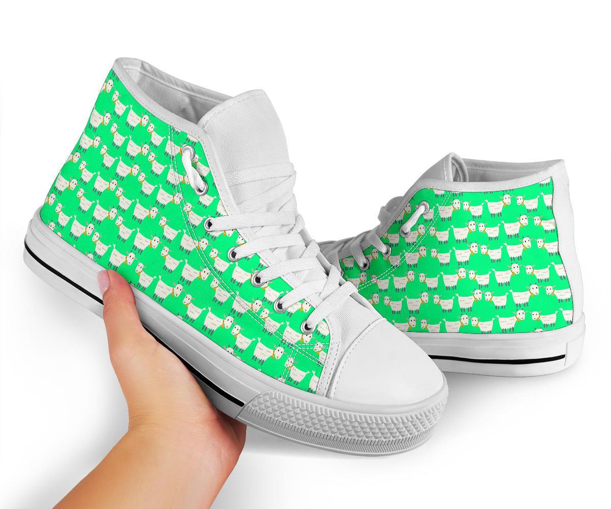 Sheep Goat Print Pattern Men Women's High Top Shoes-grizzshop