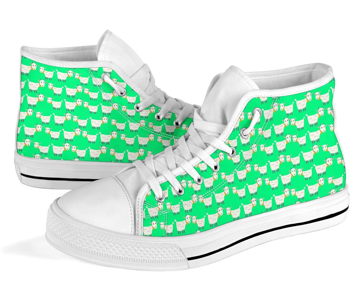 Sheep Goat Print Pattern Men Women's High Top Shoes-grizzshop