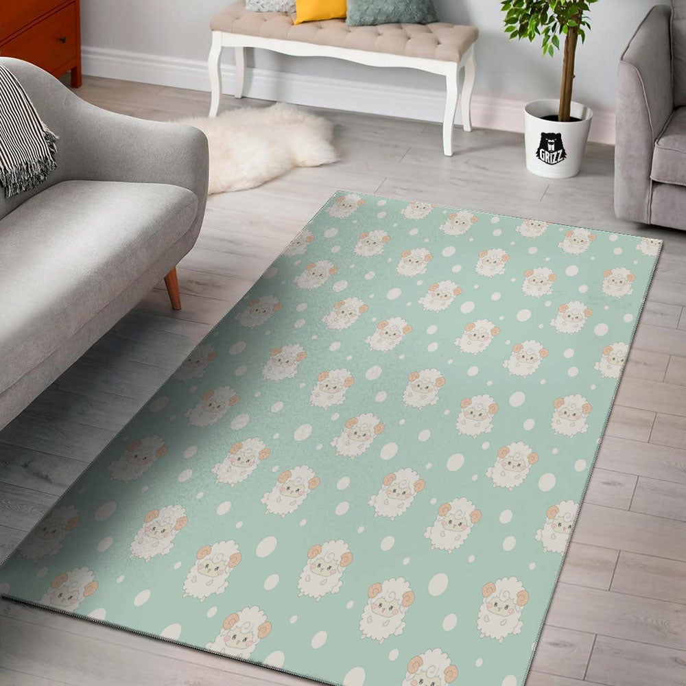 Sheep Kawaii Print Pattern Floor Mat-grizzshop