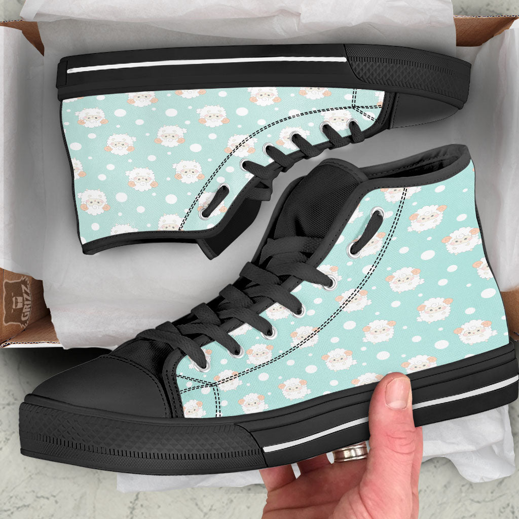 Sheep Kawaii Print Pattern High Top Shoes-grizzshop
