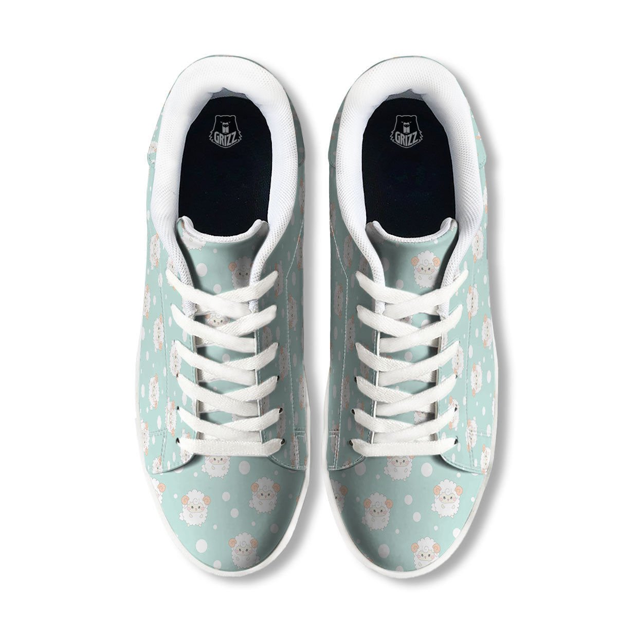 Sheep Kawaii Print Pattern White Low Top Sneakers-grizzshop