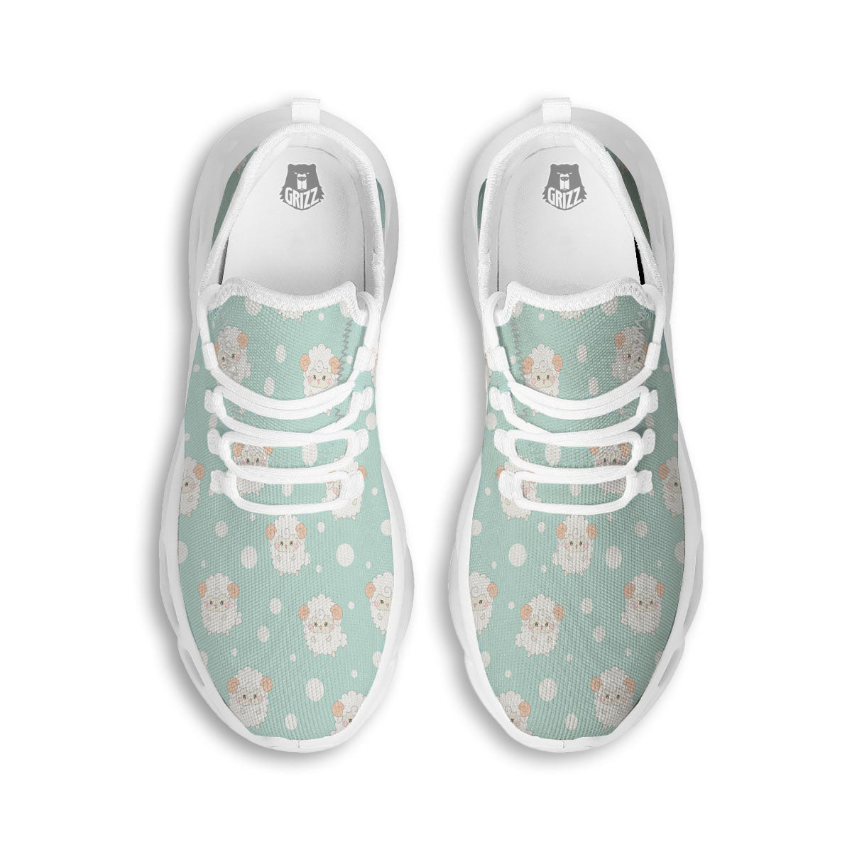 Sheep Kawaii Print Pattern White Running Shoes-grizzshop