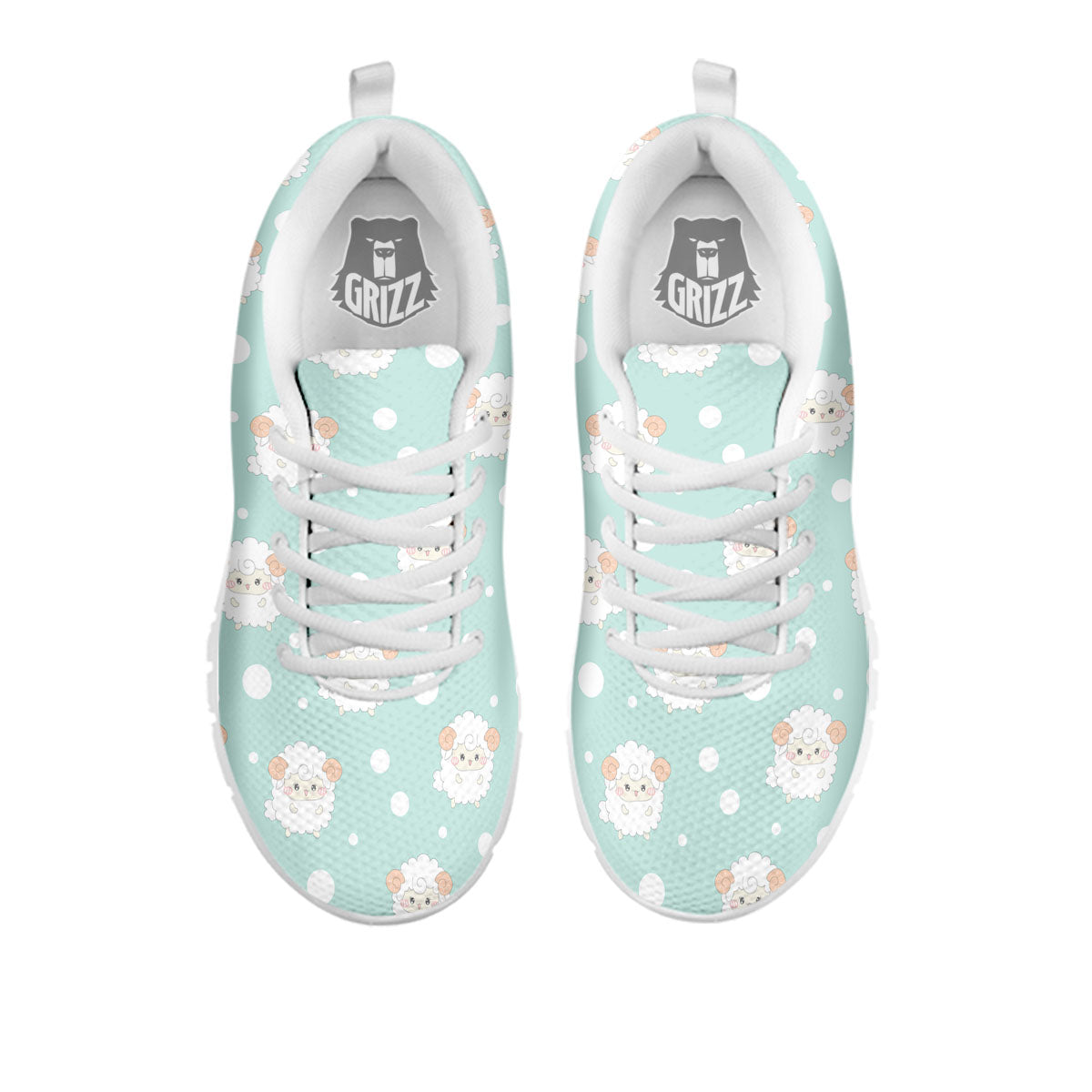 Sheep Kawaii Print Pattern White Sneaker-grizzshop