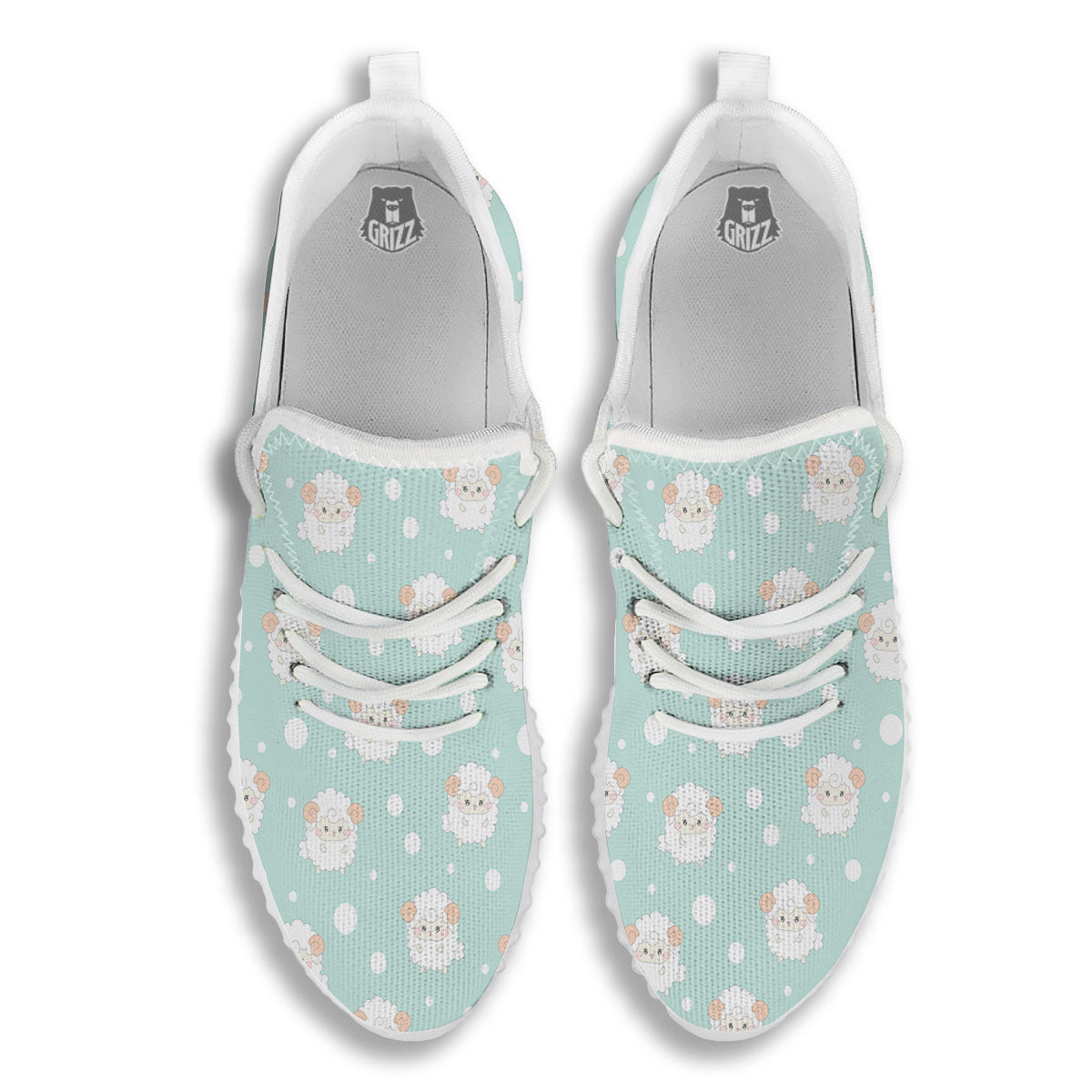 Sheep Kawaii Print Pattern White Walking Shoes-grizzshop