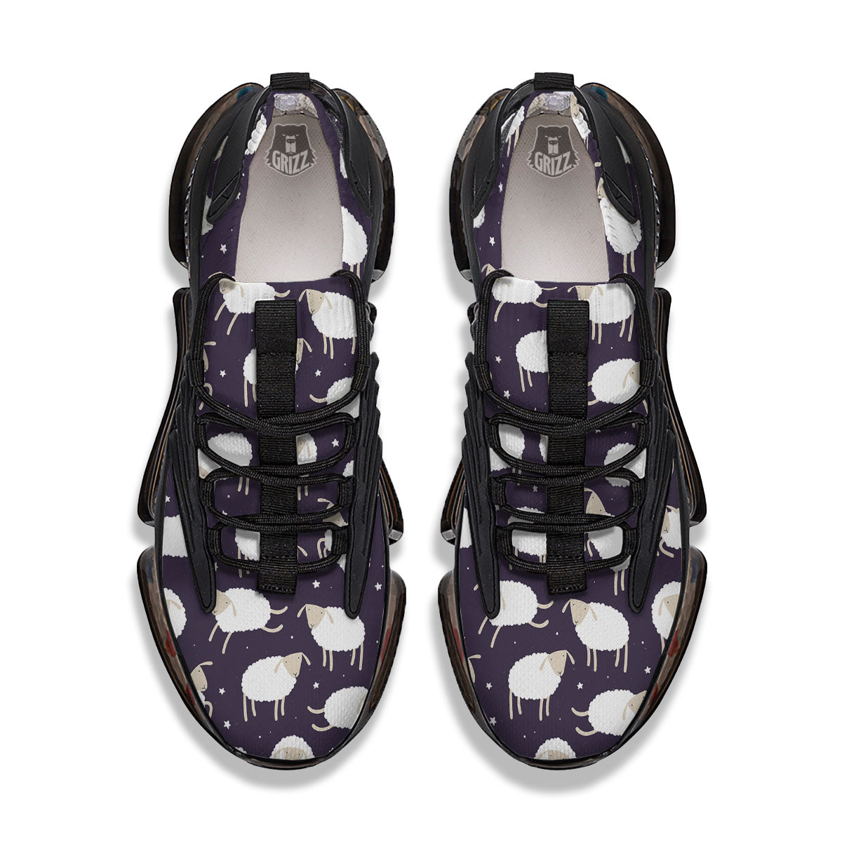 Sheep Print Pattern Black Gym Shoes-grizzshop