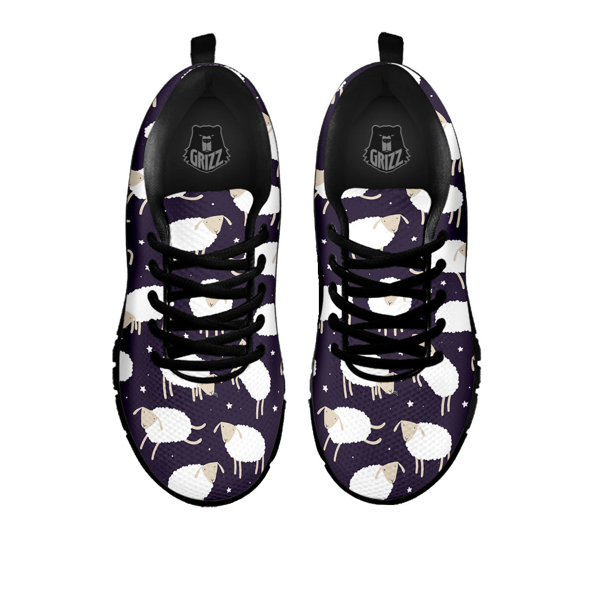 Sheep Print Pattern Black Sneaker-grizzshop