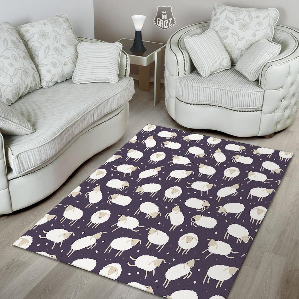 Sheep Print Pattern Floor Mat-grizzshop