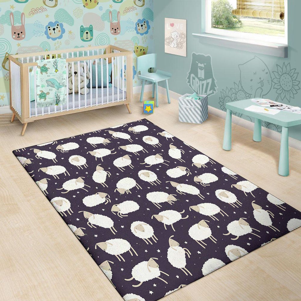 Sheep Print Pattern Floor Mat-grizzshop