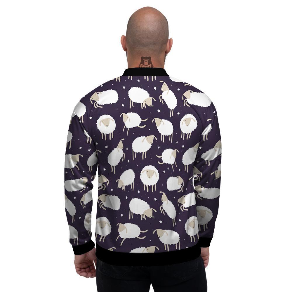 Sheep Print Pattern Men's Bomber Jacket-grizzshop