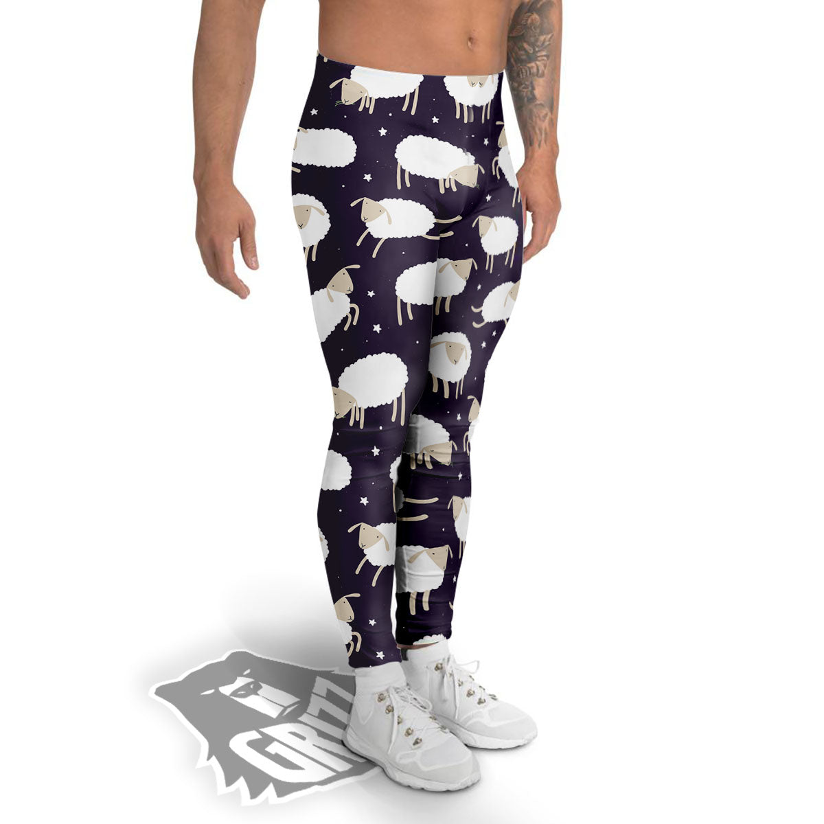 Sheep Print Pattern Men's Leggings-grizzshop