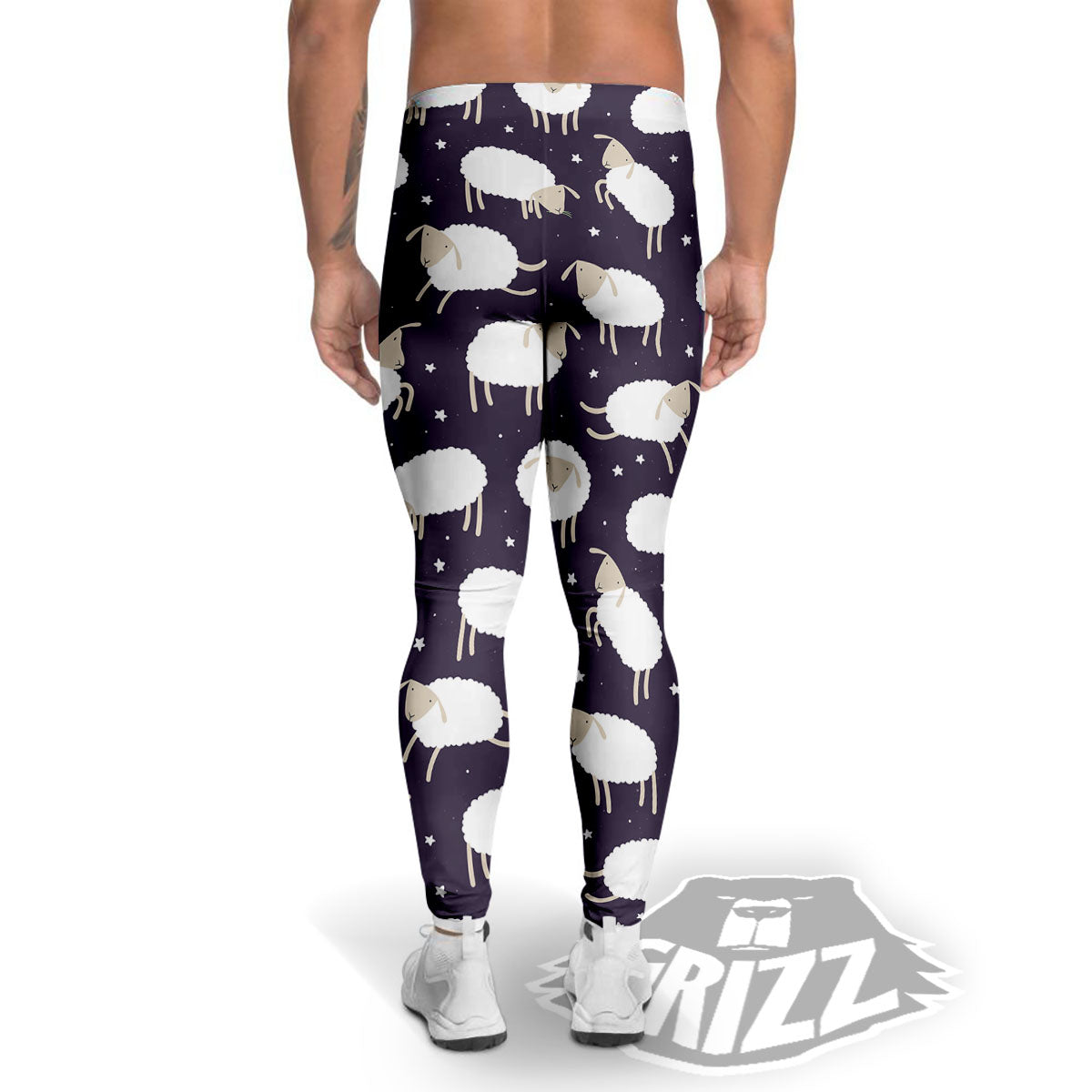 Sheep Print Pattern Men's Leggings-grizzshop