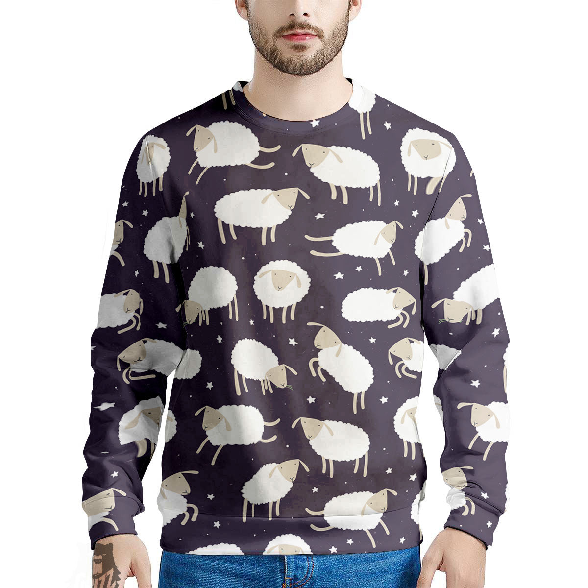 Sheep Print Pattern Men's Sweatshirt-grizzshop