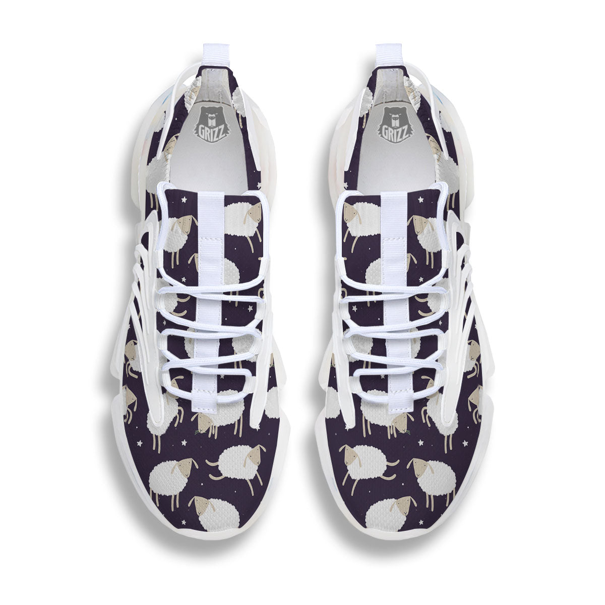 Sheep Print Pattern White Gym Shoes-grizzshop