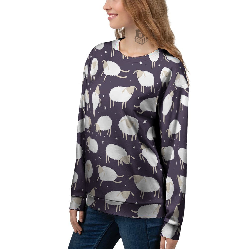Sheep Print Pattern Women's Sweatshirt-grizzshop