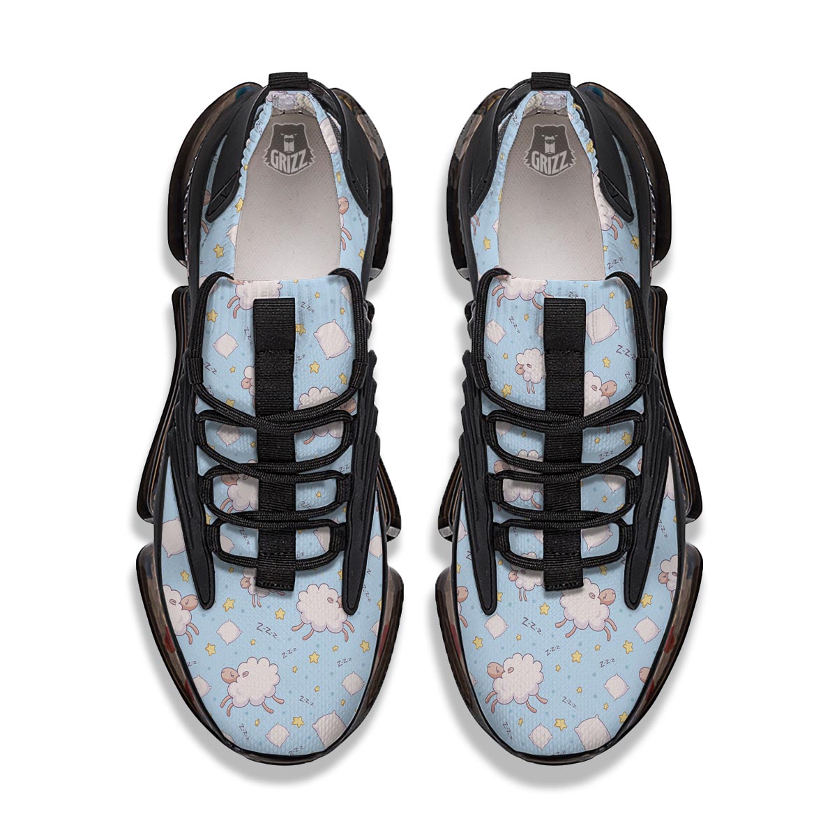 Sheep Sleeping Print Pattern Black Gym Shoes-grizzshop