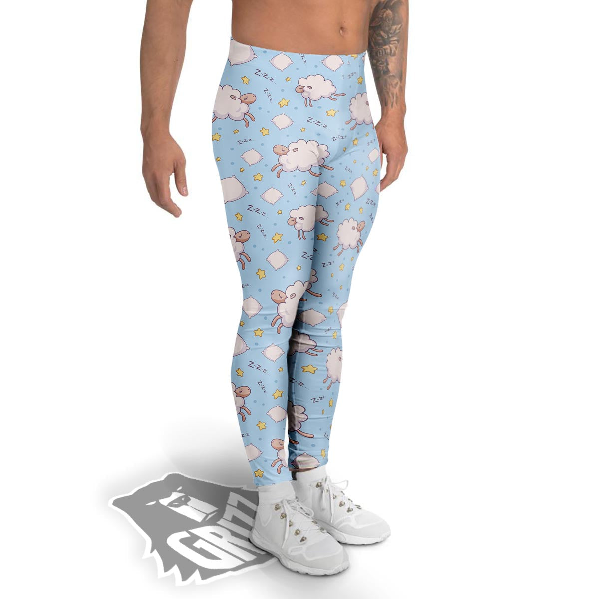 Sheep Sleeping Print Pattern Men's Leggings-grizzshop