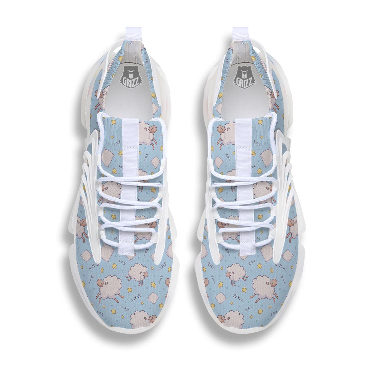 Sheep Sleeping Print Pattern White Gym Shoes-grizzshop