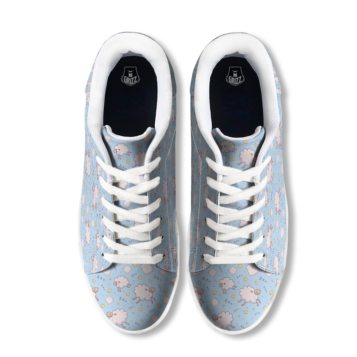 Sheep Sleeping Print Pattern White Low Top Sneakers-grizzshop