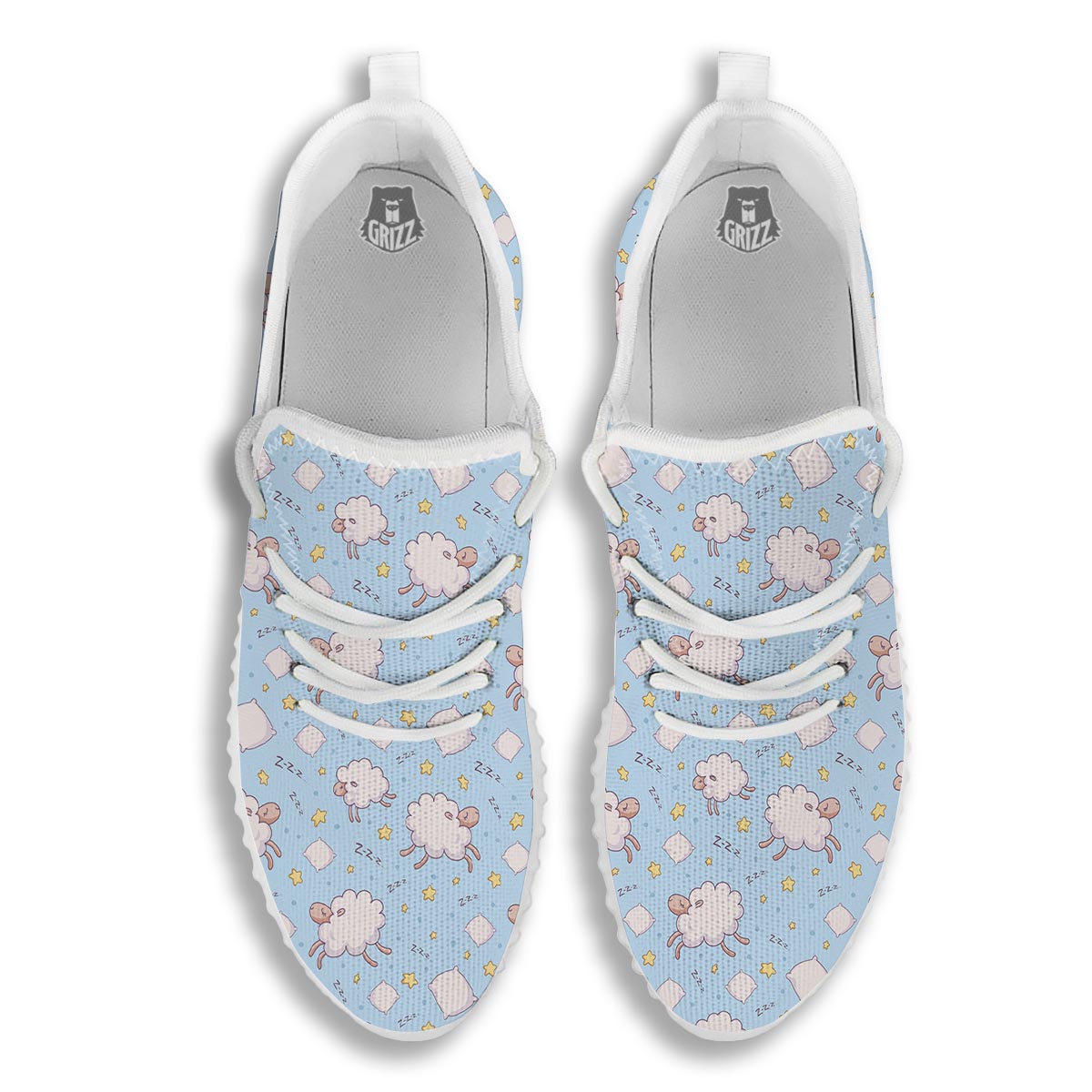Sheep Sleeping Print Pattern White Walking Shoes-grizzshop