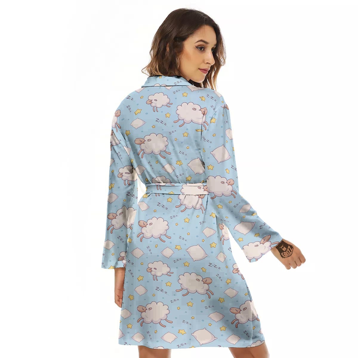 Sheep Sleeping Print Pattern Women's Robe-grizzshop