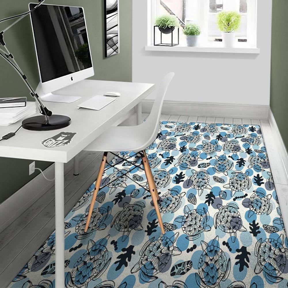 Shell Sea Turtle Print Pattern Floor Mat-grizzshop
