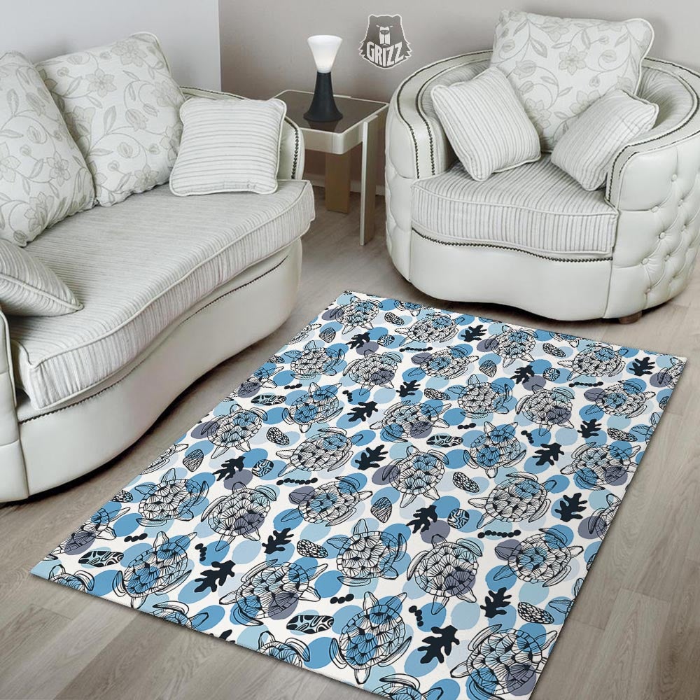 Shell Sea Turtle Print Pattern Floor Mat-grizzshop