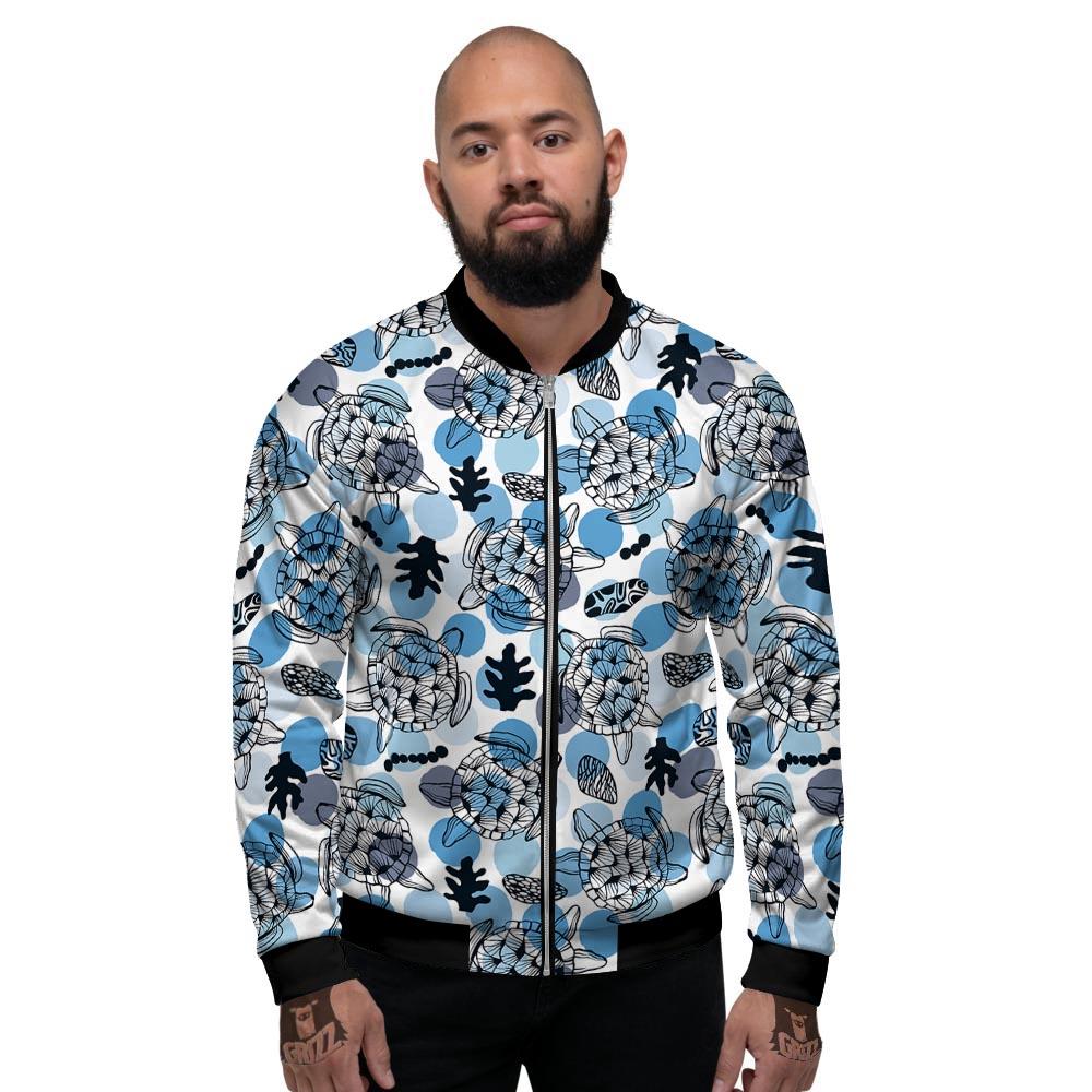 Shell Sea Turtle Print Pattern Men's Bomber Jacket-grizzshop