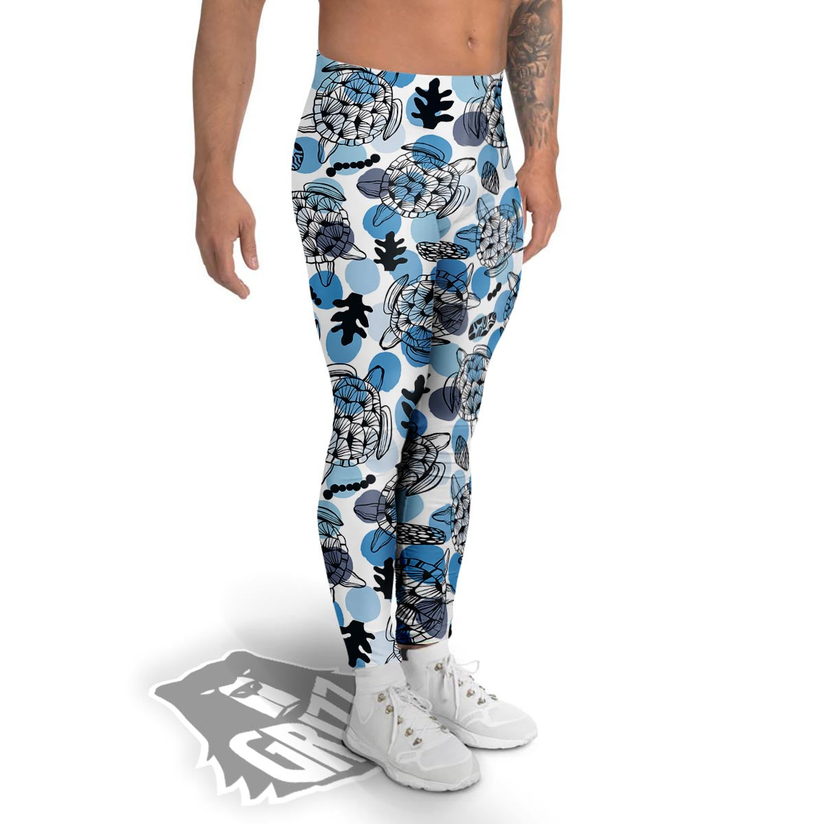 Shell Sea Turtle Print Pattern Men's Leggings-grizzshop