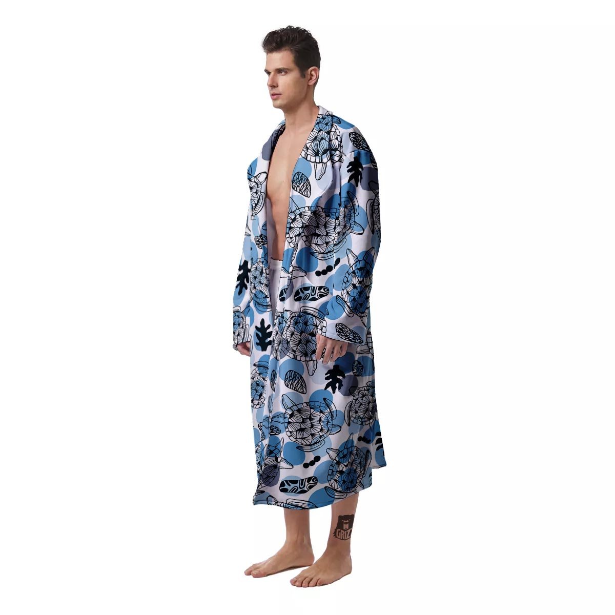 Shell Sea Turtle Print Pattern Men's Robe-grizzshop