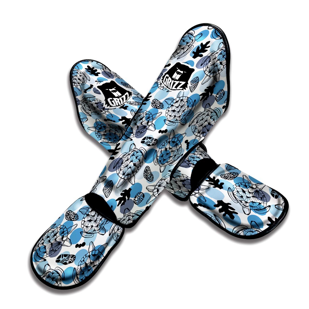 Shell Sea Turtle Print Pattern Muay Thai Shin Guards-grizzshop