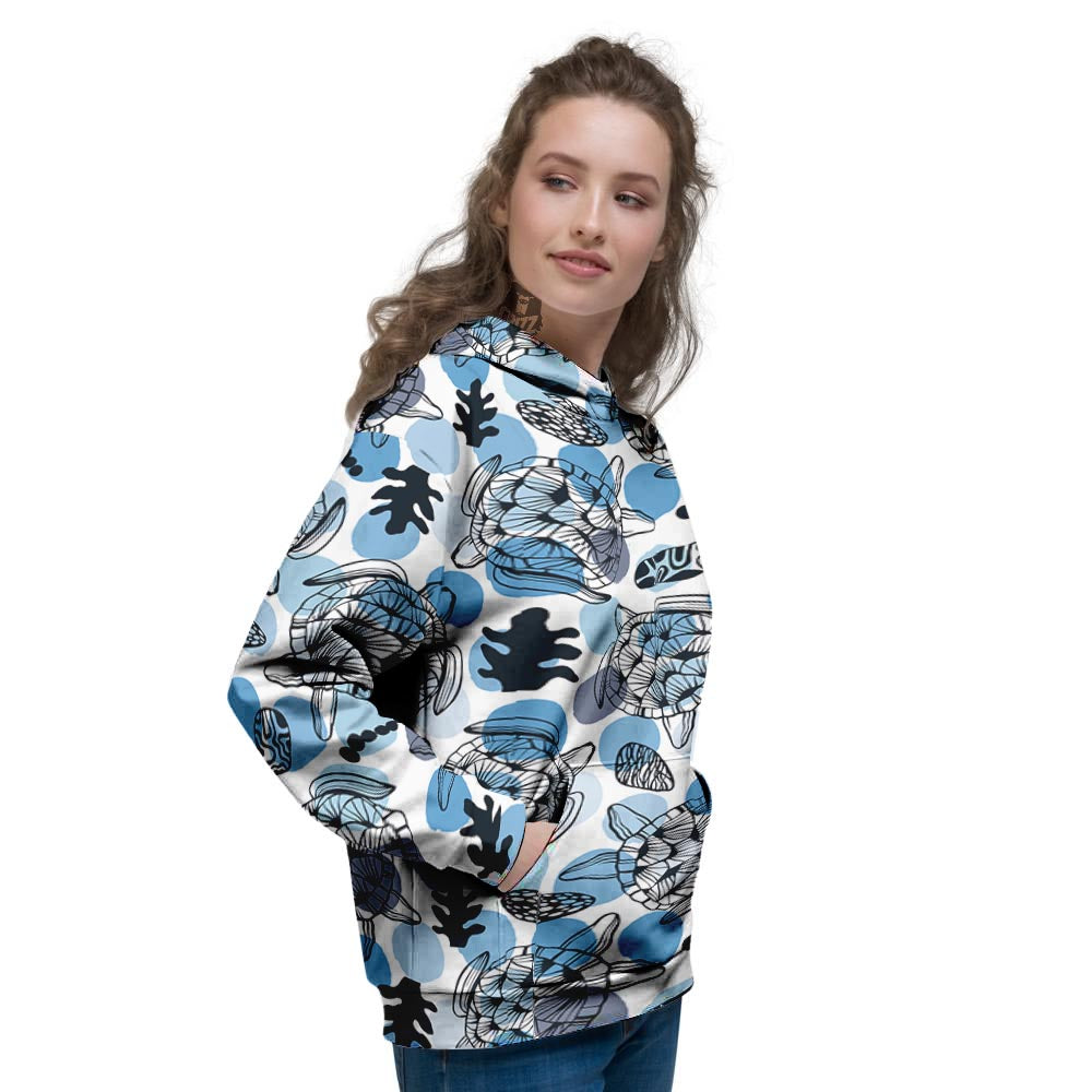 Shell Sea Turtle Print Pattern Women's Hoodie-grizzshop