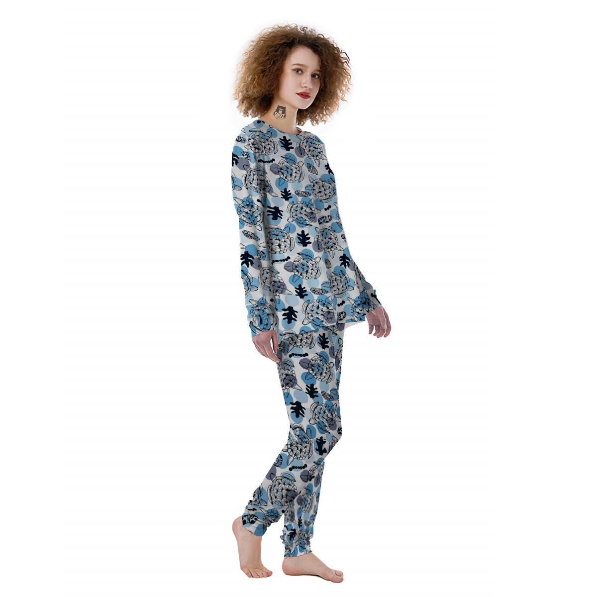 Shell Sea Turtle Print Pattern Women's Pajamas-grizzshop