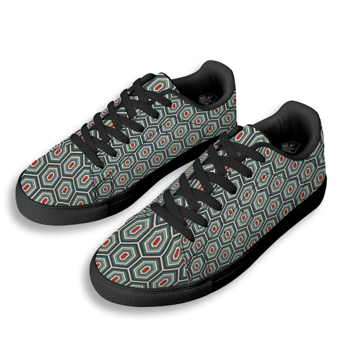 Shell Turtle Print Pattern Black Low Top Sneakers-grizzshop
