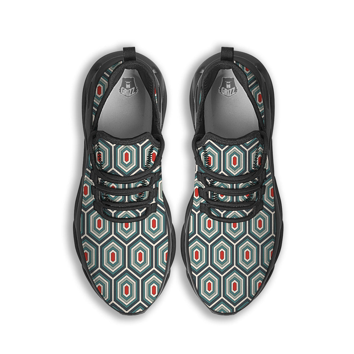 Shell Turtle Print Pattern Black Running Shoes-grizzshop