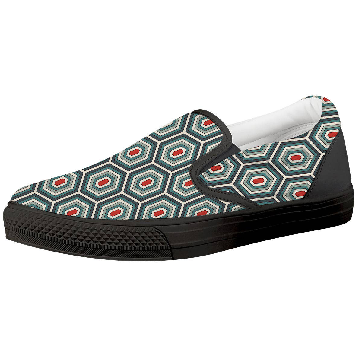Shell Turtle Print Pattern Black Slip On Shoes-grizzshop