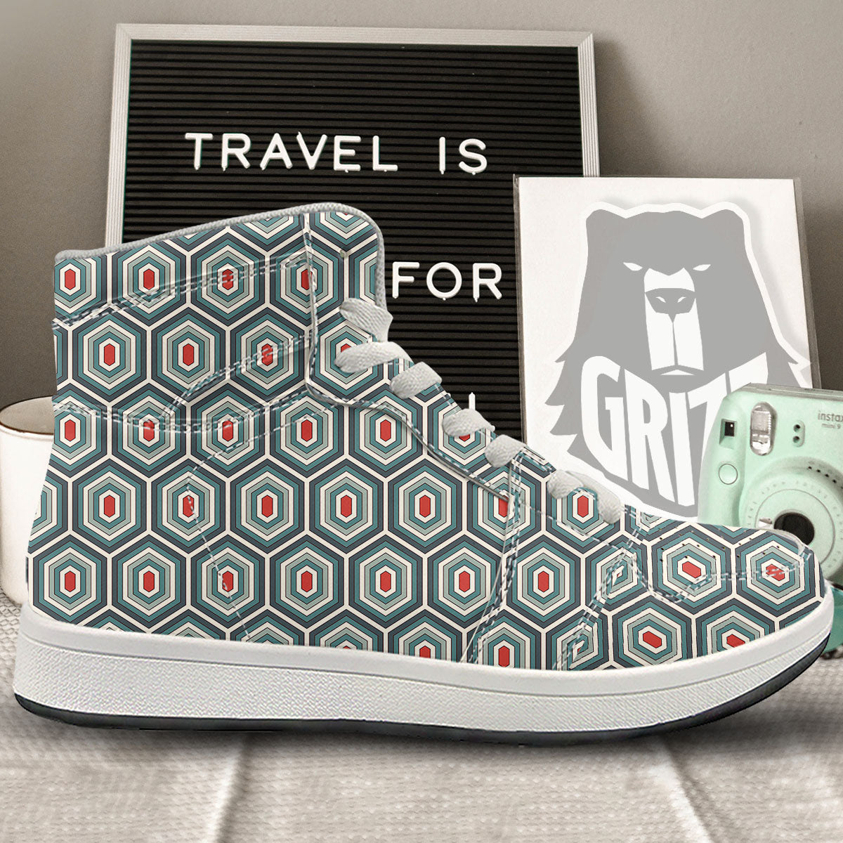 Shell Turtle Print Pattern High Top Sneakers-grizzshop
