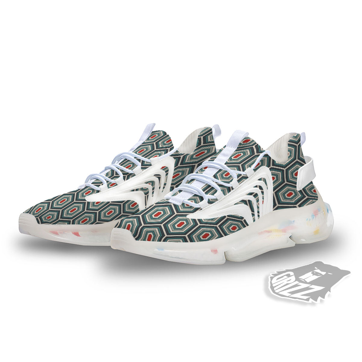 Shell Turtle Print Pattern White Gym Shoes-grizzshop